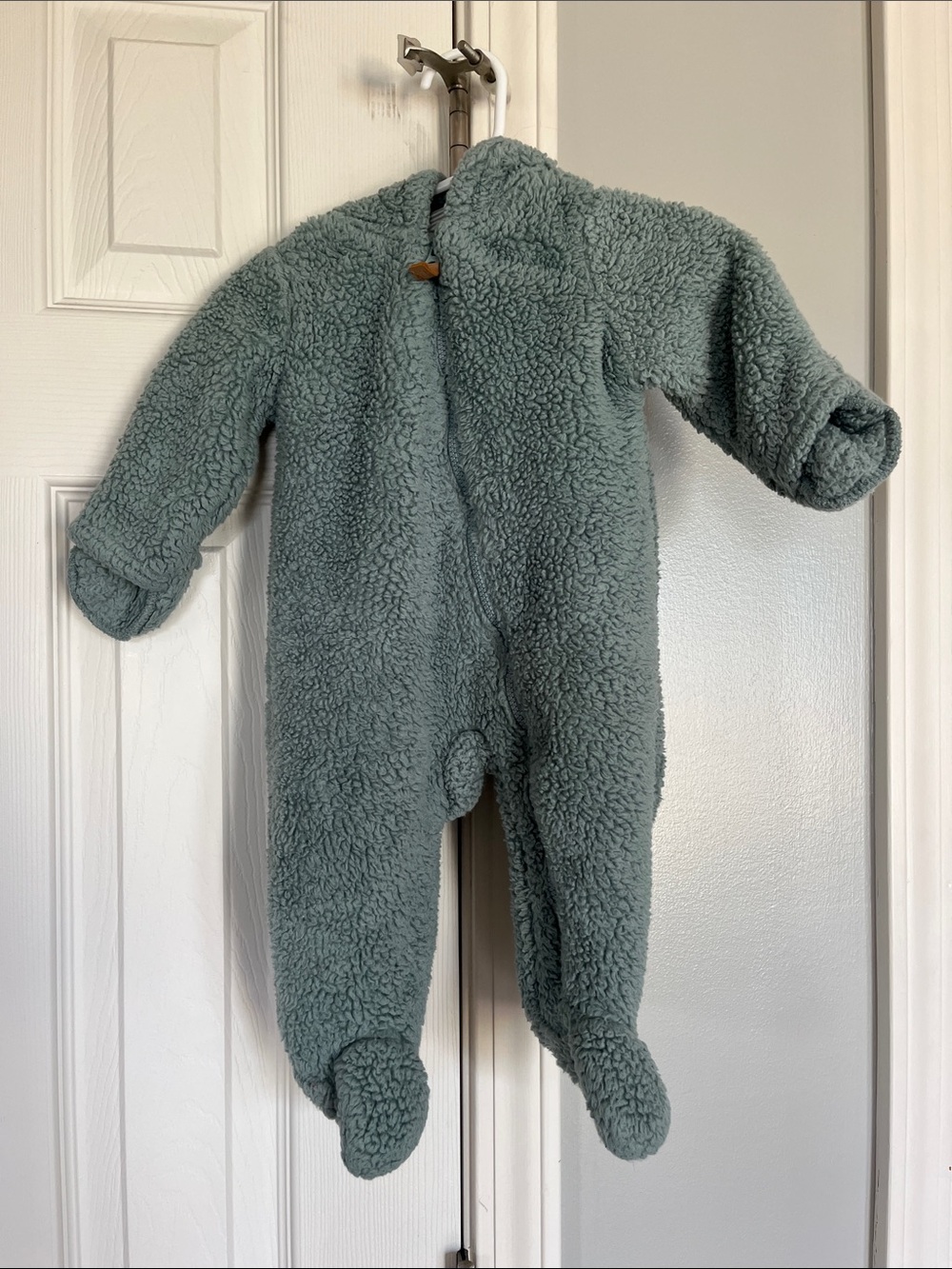 Carter’s Plush Fleece Footed One-Piece in Sage Green warm for fall or winter 3mo